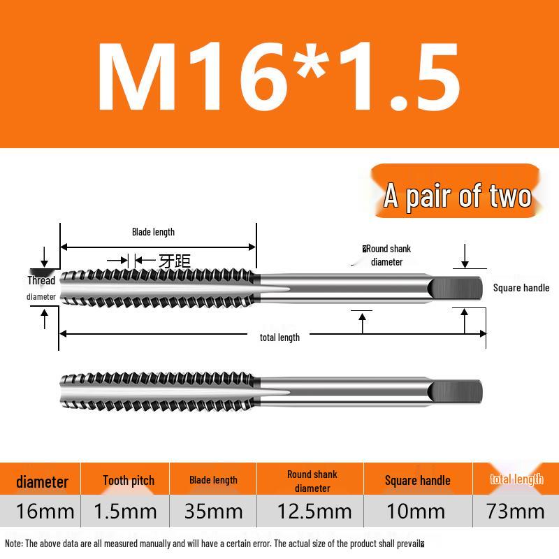 Feingewinde Handgewindebohrer M8-M20 Satz (5 Stücke)