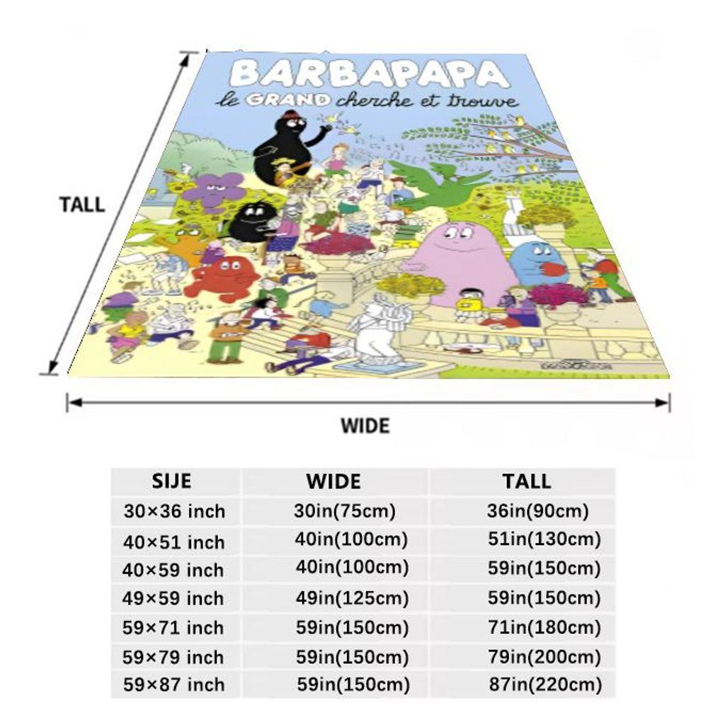 BARBAPAPA il GRANDE Cerca e Trova Coperta Peluche - Accogliente Coperta da Divano Cartone Animato con Vivaci Personaggi Barbapapa in un Gioco