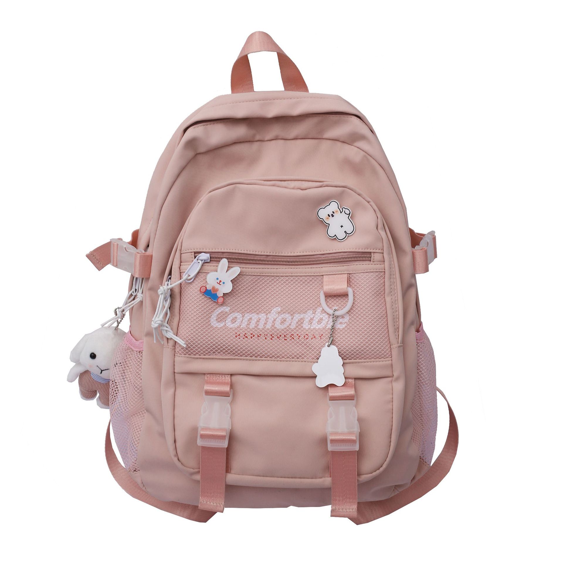 

School bag female Korean version Harajuku ulzzang high school student junior high school student backpack Mori large capacity ins wind backpack single pack розовый