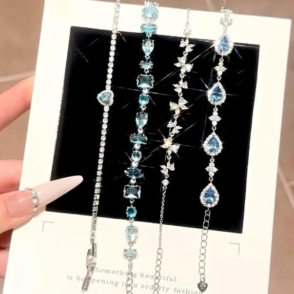 Sea Crystal Zirconia Water Drop Bracelet: Light Luxury Cool Style Jewelry for Women