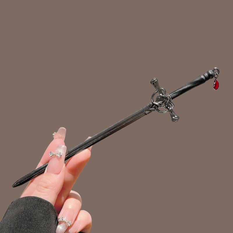 DIY Creative Chinese Style Hairpin Punk Sword Shape Hair Fork Fashion Hair Accessory for Women Cosplay Hanfu Party Wear