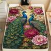 1PC Peacocks and Plants Print FlAannel Blanket, High Quality Comfortable for All Seasons, Home Decor, Warmth and Comfort