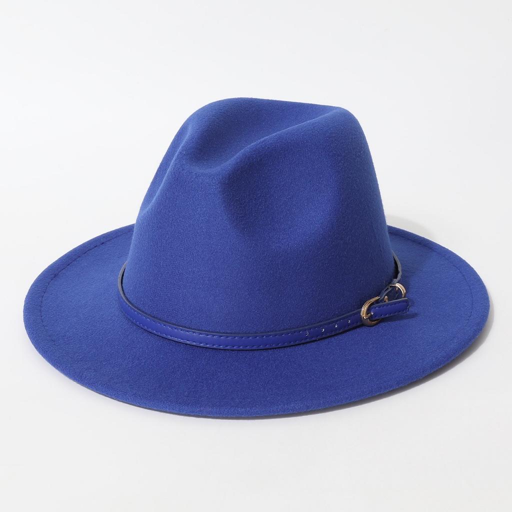 Simple Solid Color Fedora with Belt Buckle, European and American Felt Hat, Parent-child Casual Cowboy Hat, Classic Jazz Hat for Men and Women