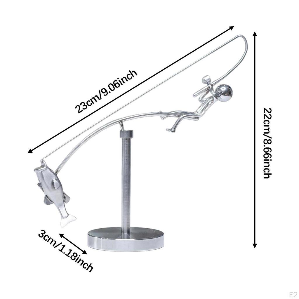 Fischer Balancierskulptur Bewegliche Schreibtischaccessoires Handgefertigtes dekoratives Desktop-Ornament für