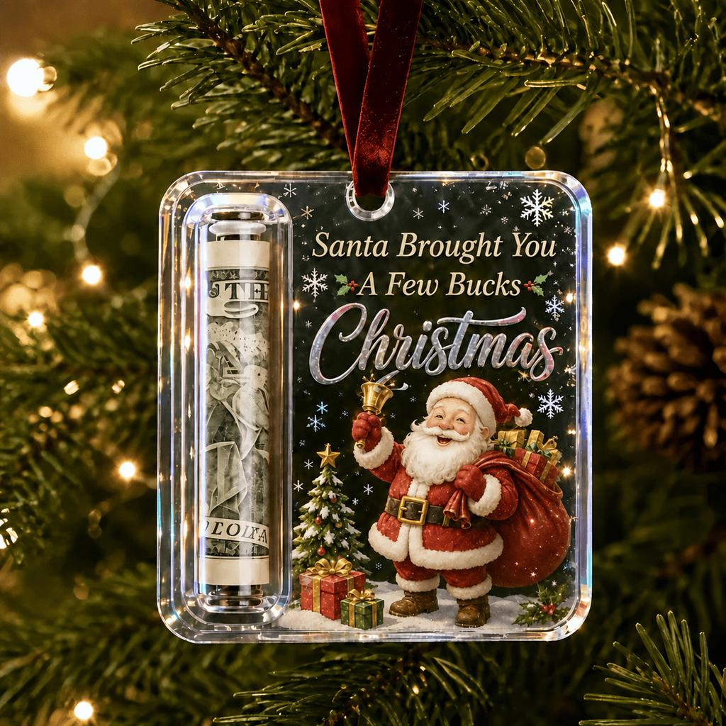 Acrylic Resin Christmas Cash Holder Ornament Reusable Hanging Cash Gift Card Holder For Christmas Tree Decoration