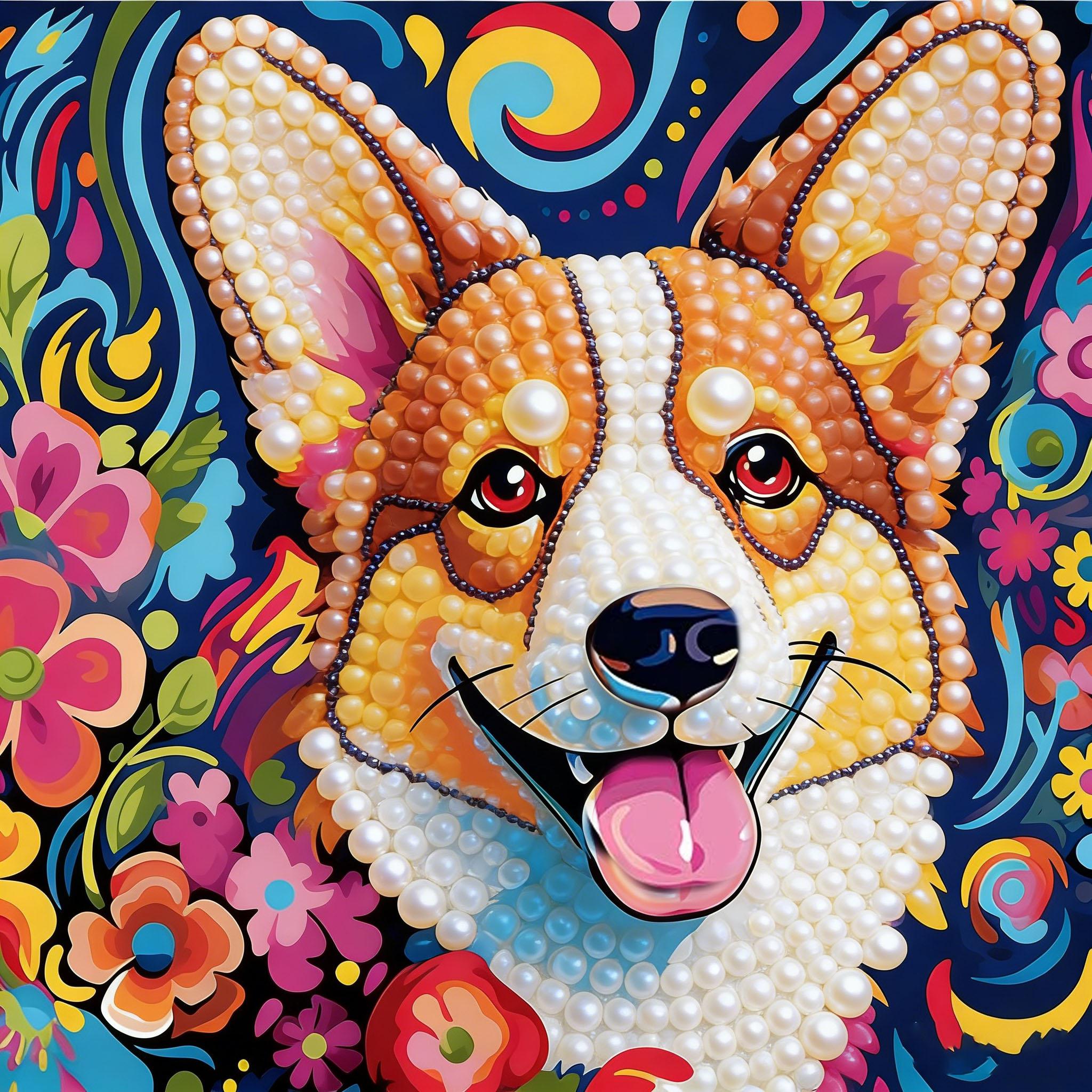 

DIY Handmade Pup Pearl Art Kit, 30x30cm Frameless Floral Pearl Diamond Painting, Creative Craft Kit for Home Wall Decor & Hobby Lovers 30x30cm