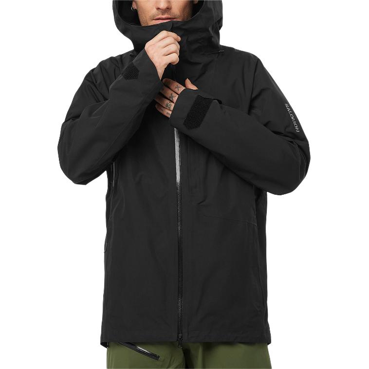 SALOMON Logo Print Hooded Zip-Up Long Sleeve Jacket Men Jackets Black LC2305100