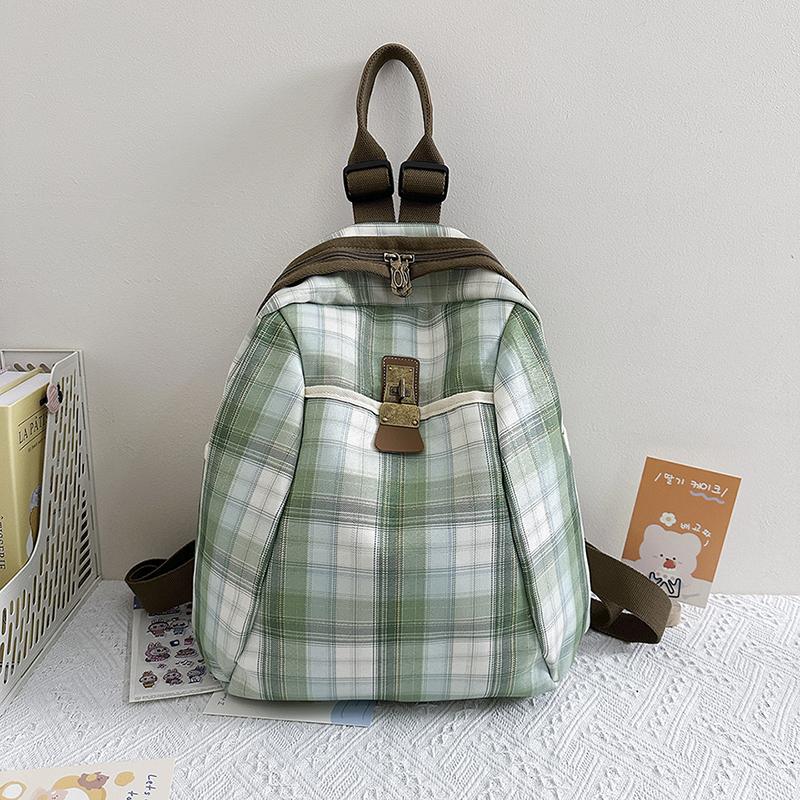 Plaid Travel Backpack Student Schoolbag Class Commuter Backpack