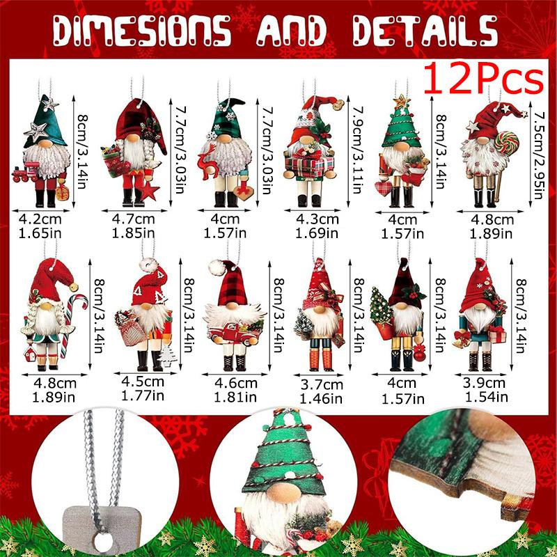 12PCS/PACK Christmas Tree Pendant Christmas Soldier Colorful Decoration Wood Holiday Ornament