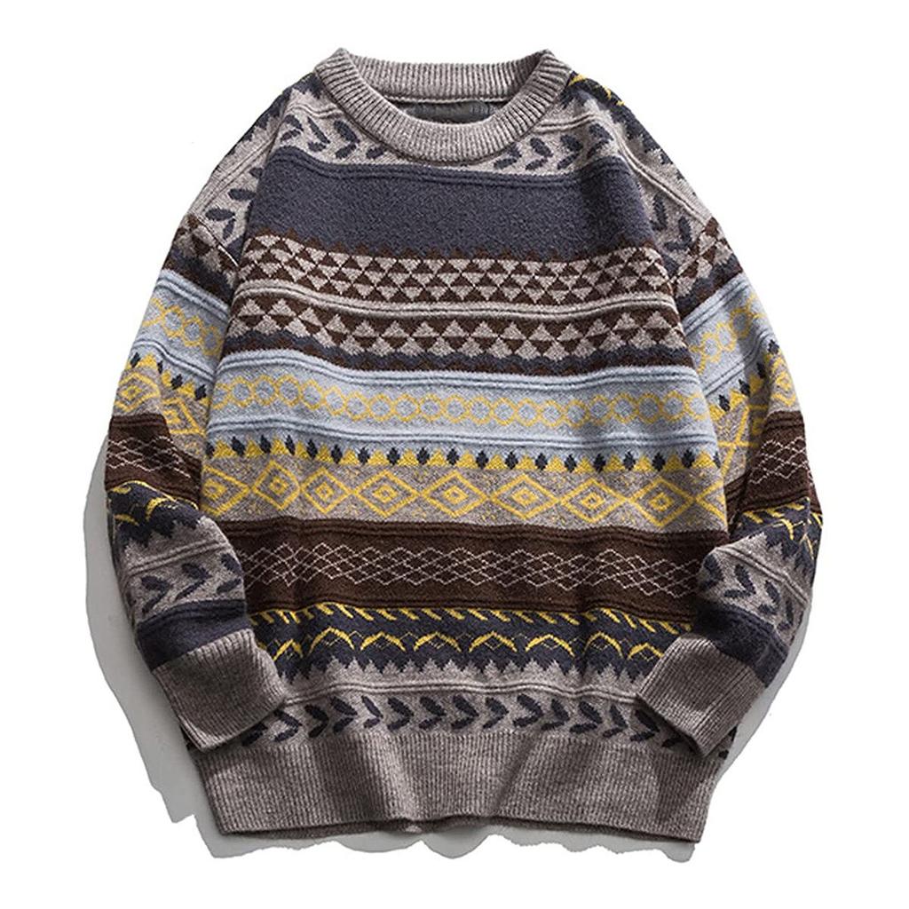 Pull tricoté chaud décontracté à manches longues et col rond pour homme, grande taille, hiver