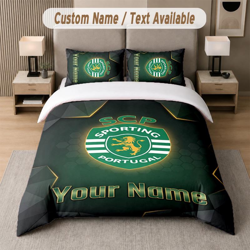 Sporting CP Design Bedding Set Custom Text 1 Duvet Cover & 2 Pillow Cases