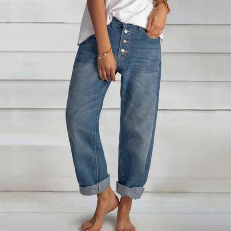 Exclusive Slimming Women's Straight-Leg Denim Pants: Casual, Versatile, and Simple Design