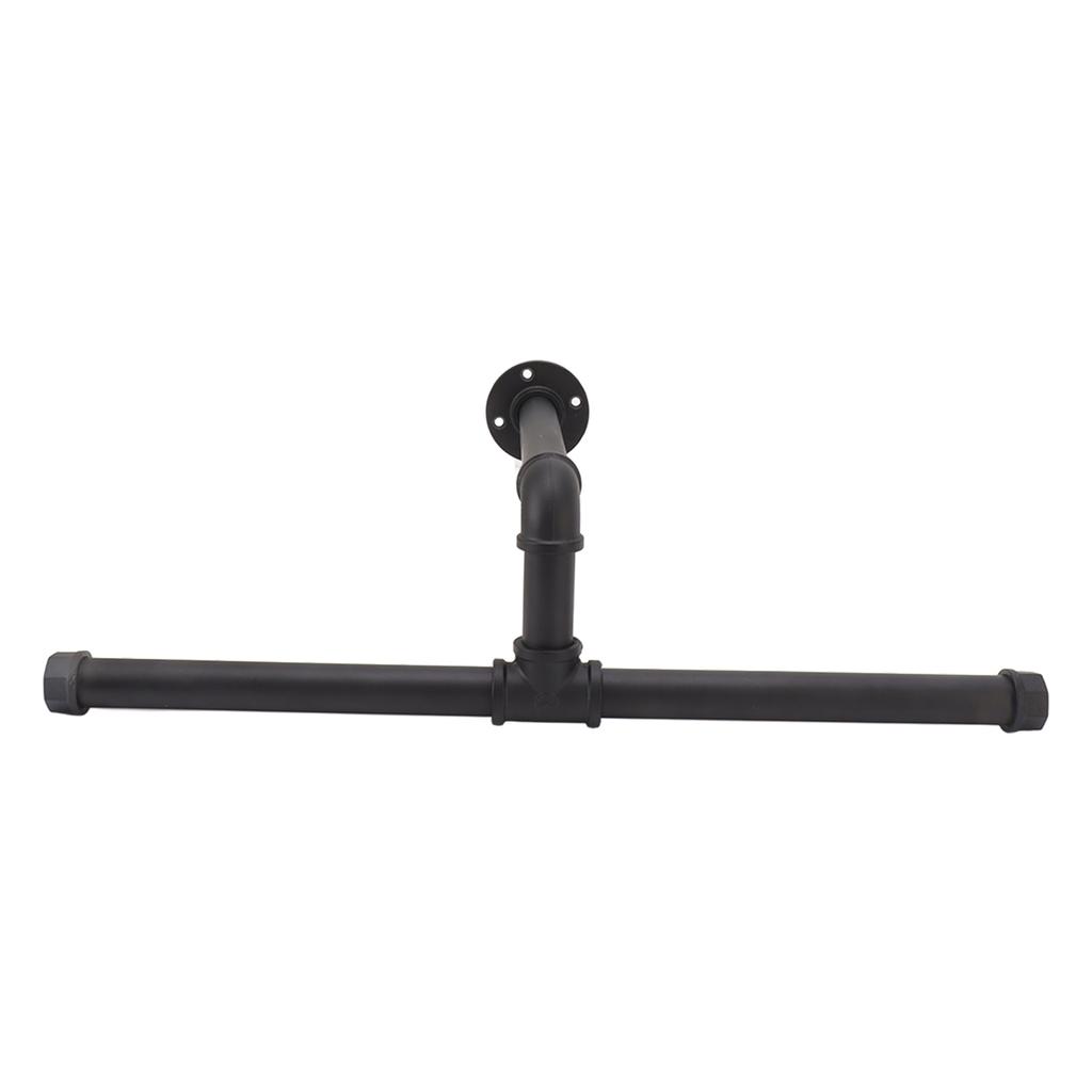 Wall Mount Clothes Rack Floating Iron Pipe Coat Hat Rack Multifunctional Clothing Hanger Black