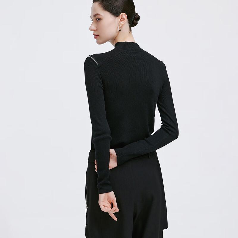 Giovanni Valentino Women's Slim Fit Semi-High Collar Knit Top