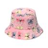 1pc Women Fleece Bucket Hat with Butterfly Print,Casual Windproof Warm Hat for Autumn/Winter Suitable for Outdoor Travel Holiday