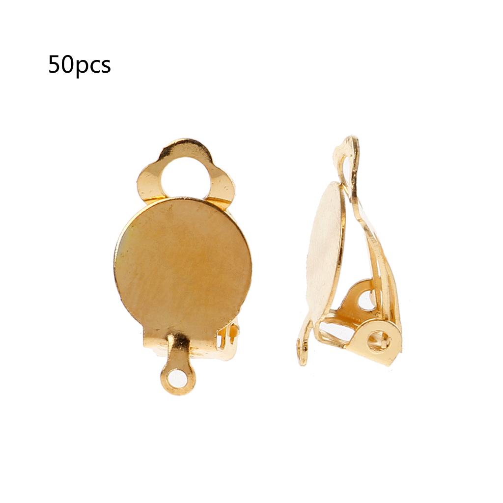50Pcs Flat Tray Earring Clip Round Flat Tray Earring Clip for Jewelry Making