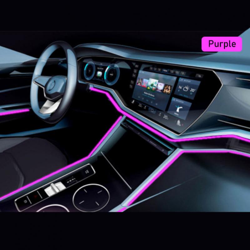 

5M/3M/1M Автомобильный светодиодный атмосферный светильник DIY Гибкий светящийся EL провод Неоновый кабель Провод USB Лампа 2.3MM Светодиодная лента для салона автомобиля 5m фиолетовый