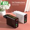 USB Multi-Port Charging Head with Digital Display, EU/UK Standard, 2PD+2U Ports, 3.1A Mobile Charger