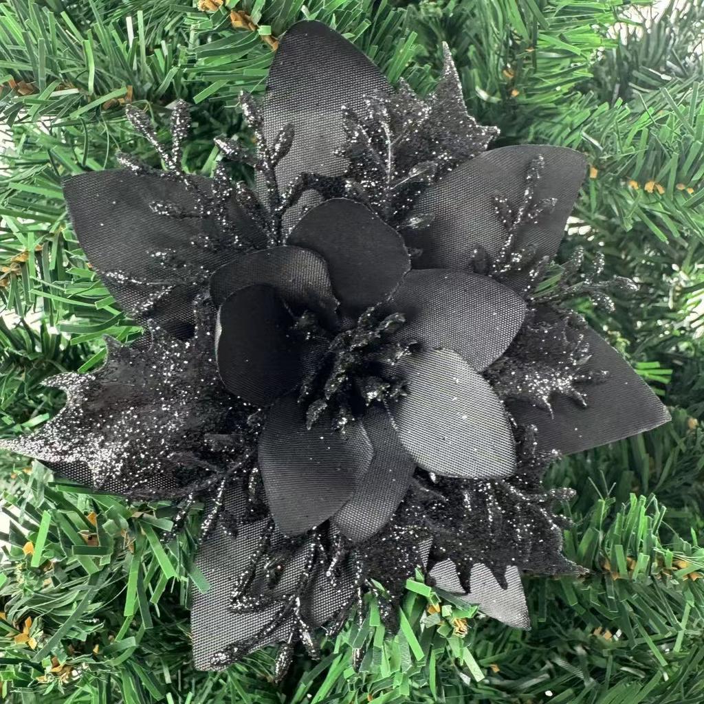 1PC Christmas Golden Glitter 14cm Flower Christmas Tree Decoration Ornaments Color Glitter Home Party Decoration Supplies