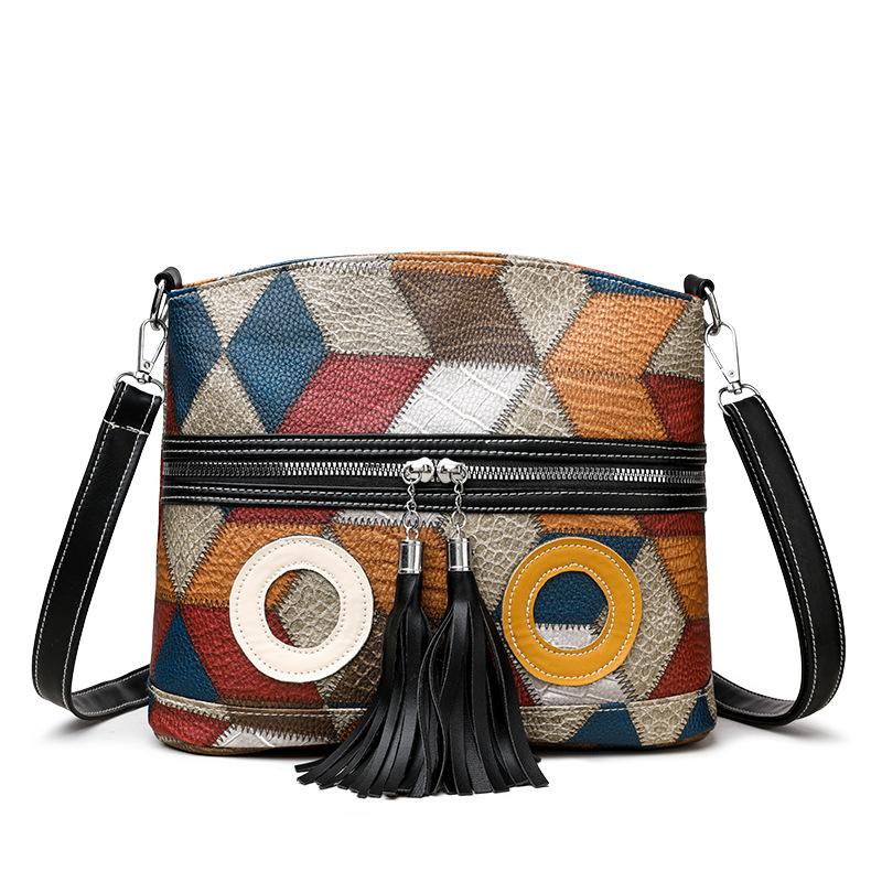 

Маленькая квадратная сумка с цветными блоками, женская сумка из мягкой кожи, сумка на плечо, сумка для подмышек чёрный