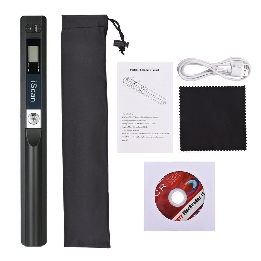 Portable Scanner Mini Handheld Document Scanner A4 Book Scanner JPG and PDF Format 300/600/900 Movement Speed
