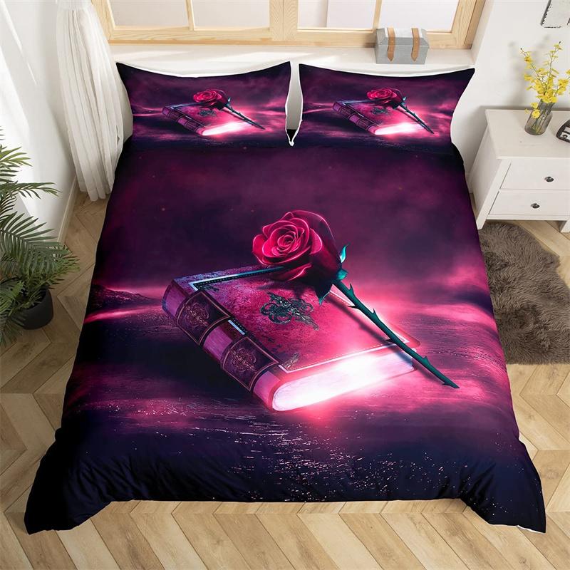 Rote Rosen Blumen Bettwäsche Set Floraler Bettbezug Romantischer Bettdeckenbezug Für Mädchen Frauen Hochzeit Valentinstag Muttertag Geschenke