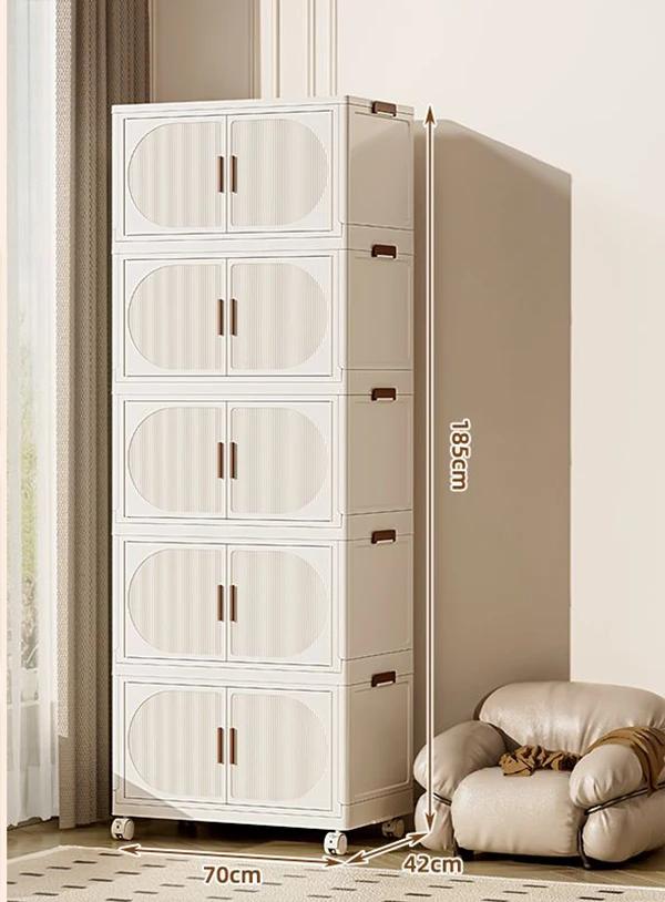 Folding Storage Box Storage Cabinet With Wheels Multifunctional Box With Pulley Household Sorting Wardrobe Organizer Container