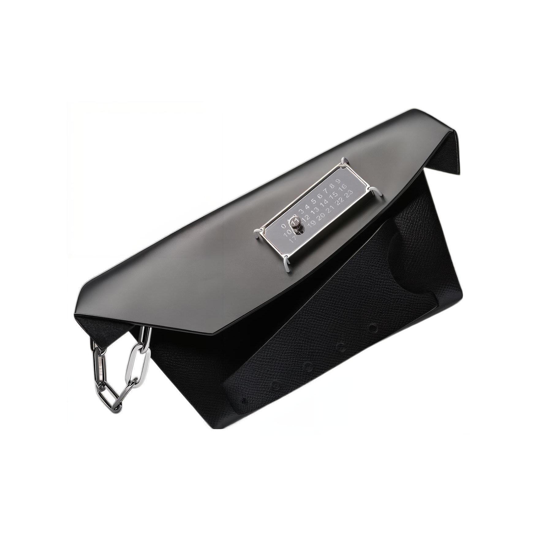 Maison Margiela Snatched Logo Plaque Top Flap Kalfsleer Ketting Crossbody Schoudertas Kleine Dames tassen Zwart S56WF0159P4745T8013 Basic Set (Bag+Dust Bag)
