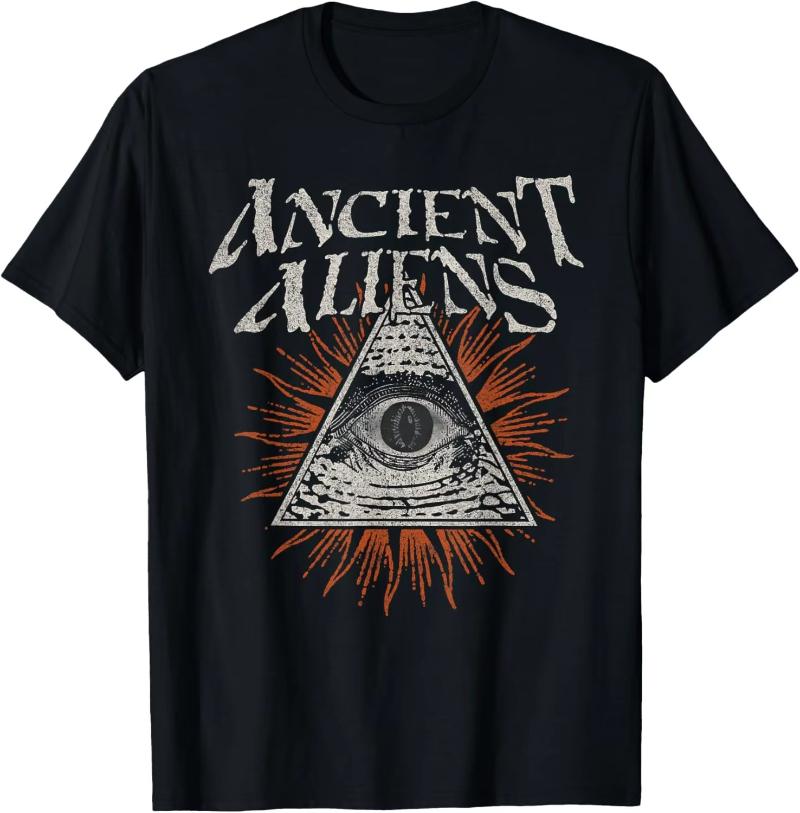 Aliens UFO Egyptian Pyramids | Science Fiction T-Shirt Custom Printed Graphic T Shirts Y2k Funny Shirt Camisas Streetwear