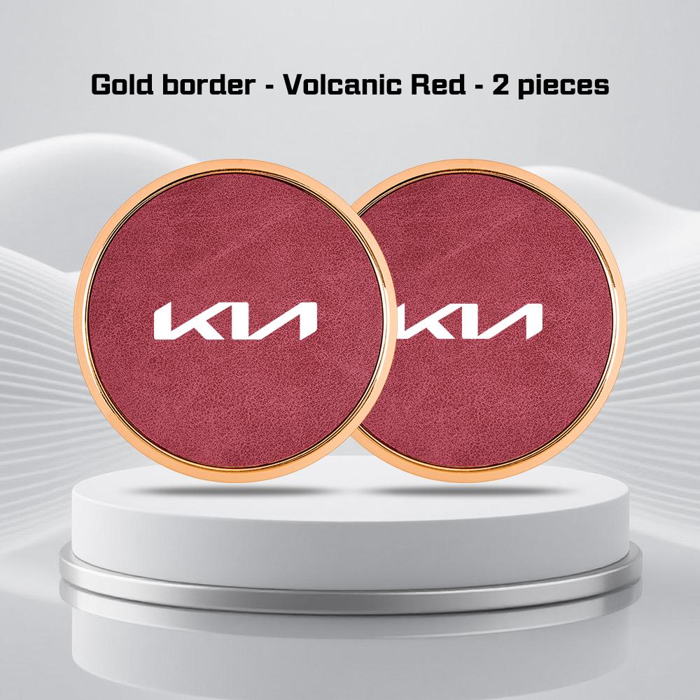 Car Leather Alloy Coaster For Kia GTLine RIO K2 K3 K4 K5 k8 Sportege Picanto Optima Soul Ceed Water Cup Holder Pad Non-slip Mat rnqt40