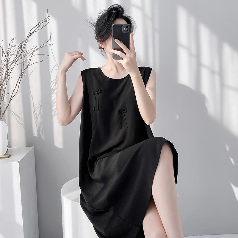 New 11-year-old nightgown women's summer with chest pad cotton and silk sleeveless vest pajamas thin summer women's summer home
