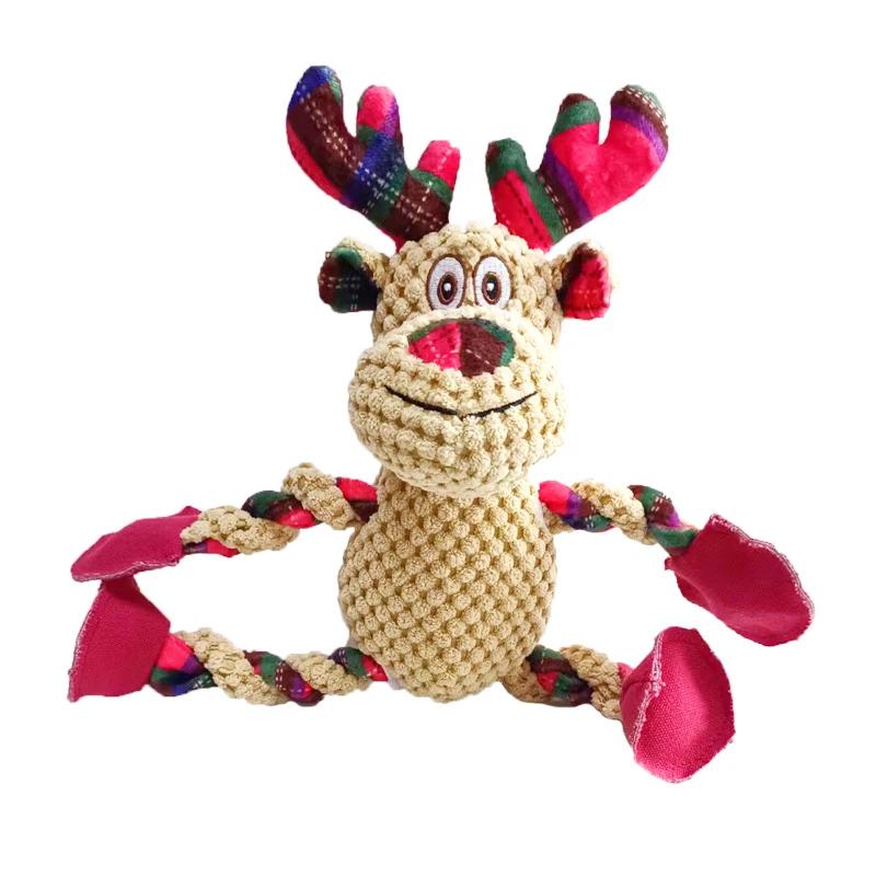 

Christmas Dog Toys Plush Squeaking Toys Chewing Knot Teeth Grinding Interactive Artifact Improving Intelligence Deer Shaped Pets