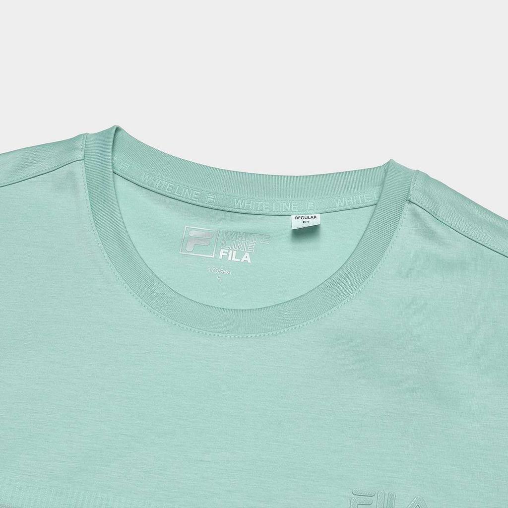 FILA White Special Comfortable Skin-Friendly Cool Breathable Dopamine Short Sleeve T-Shirt Men T-Shirts Light-Gray Green F11M347101F-TQ