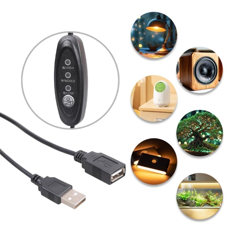 3 Speed Adjustable USB Fan Speed Controller Extension Cable Compatibles 5V Devices 3A 1Meter