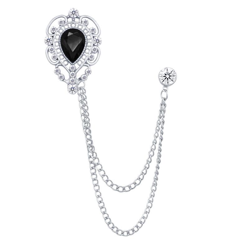 European & American Fashion Hollow Water Drop Brooch: Heart Chain Tassel Corsage for Men's and Women's Coats - Stylish, High-End Accessory.