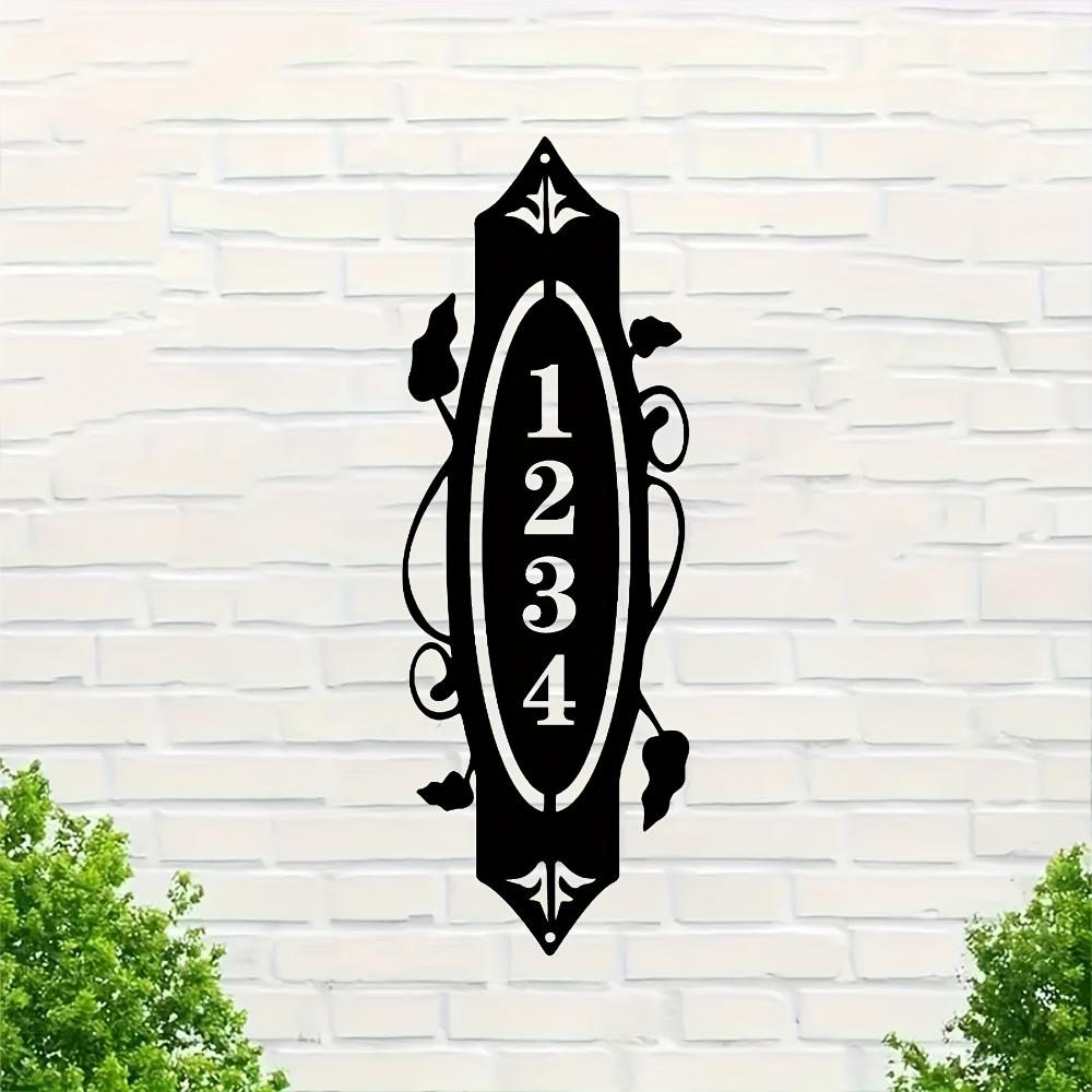 Metal Vertical House Number Sign, Custom Address Plaque with Fleur de Lis, Outdoor Wall Mount Decor