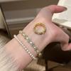 New Chinese Blue and White Porcelain Enamel Drop Glaze Flower Chalcedony Ring Retro Light Luxury Bracelet