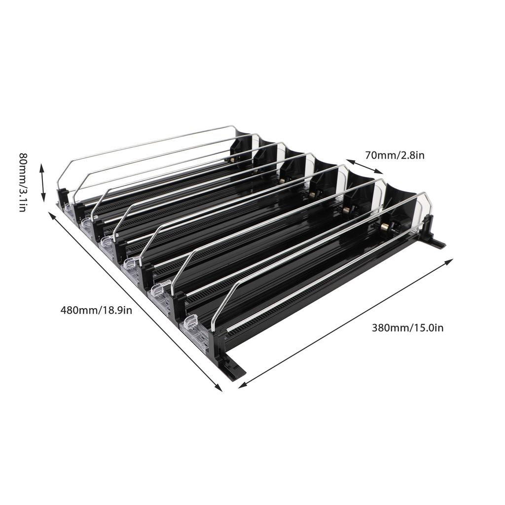 Drink Organizer for Fridge 6 Rows Adjustable Dampening Pusher Glide Soda Can Dispenser WIth Dampener For Beer Beverages