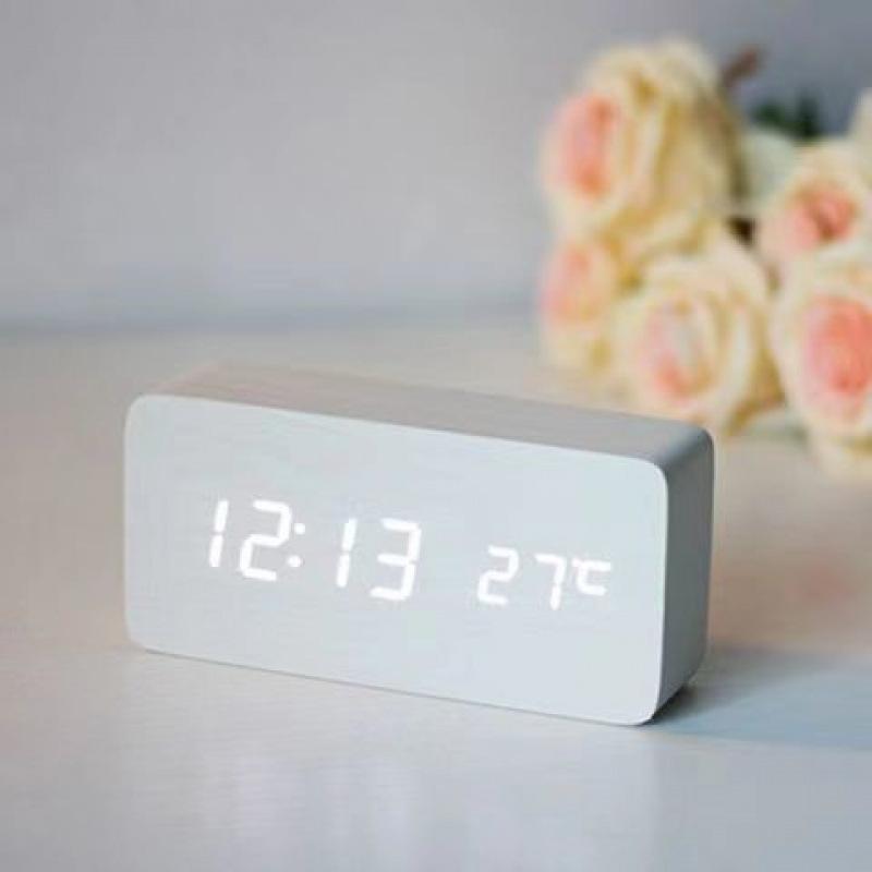Creative Wooden Alarm Clock Simple Retro Clock Silent Luminous Student Bedside Multifunction Nordic Station Clock Electronic Clock