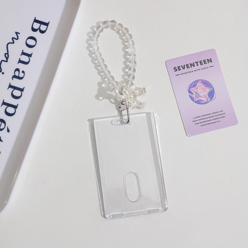 Transparent Acrylic Card Holder For Student Bus Card Meal Card Protection Identity Card Display Keychain Pendant Female