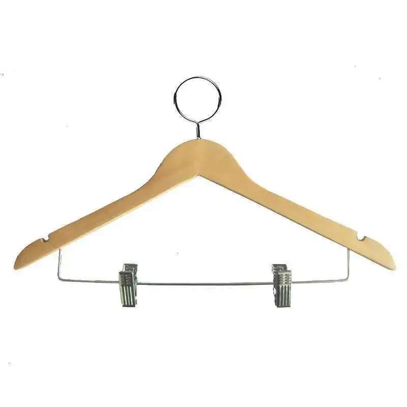 Hotel Anti-theft High-grade Solid Wood Coat Hanger Male And Female Children's Wear Non-slip Wooden Clothes Hanger Hanging
