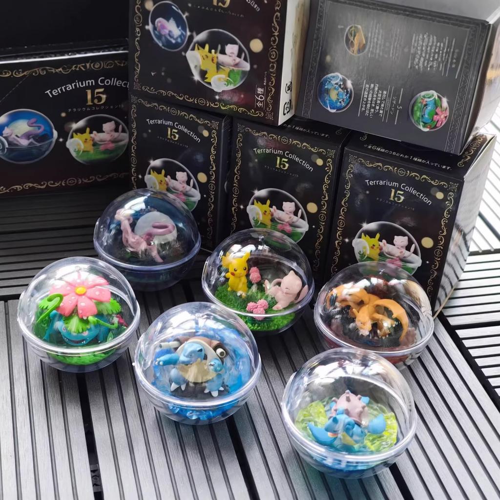 Pokemon 6 Elf Balls, Pikachu, Wonderful Frog Flower, Water Arrow Turtle, Miniature Scene, Boxed Figure.