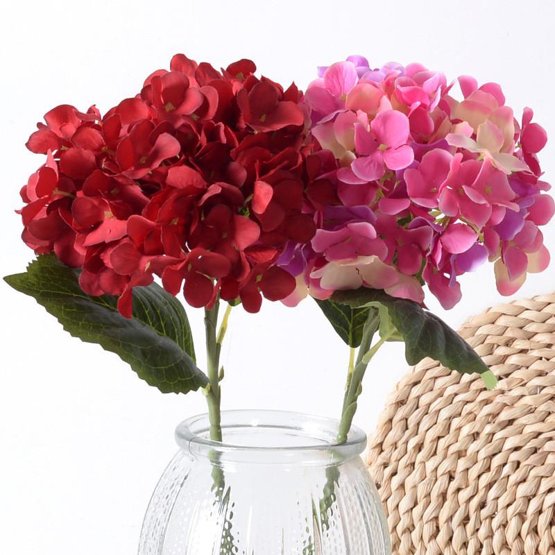 Simulated Hydrangea Single Flower With Leaf Home Wedding Hall Decoration Prop