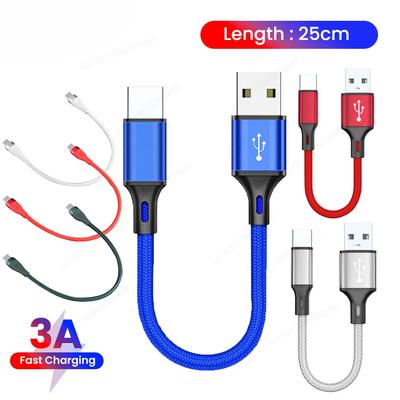 66W 25cm Short USB Type C Cable 3A Fast Charging USB C Lightning Cable For  Xiaomi Power Bank Mobile Phone Data Cable