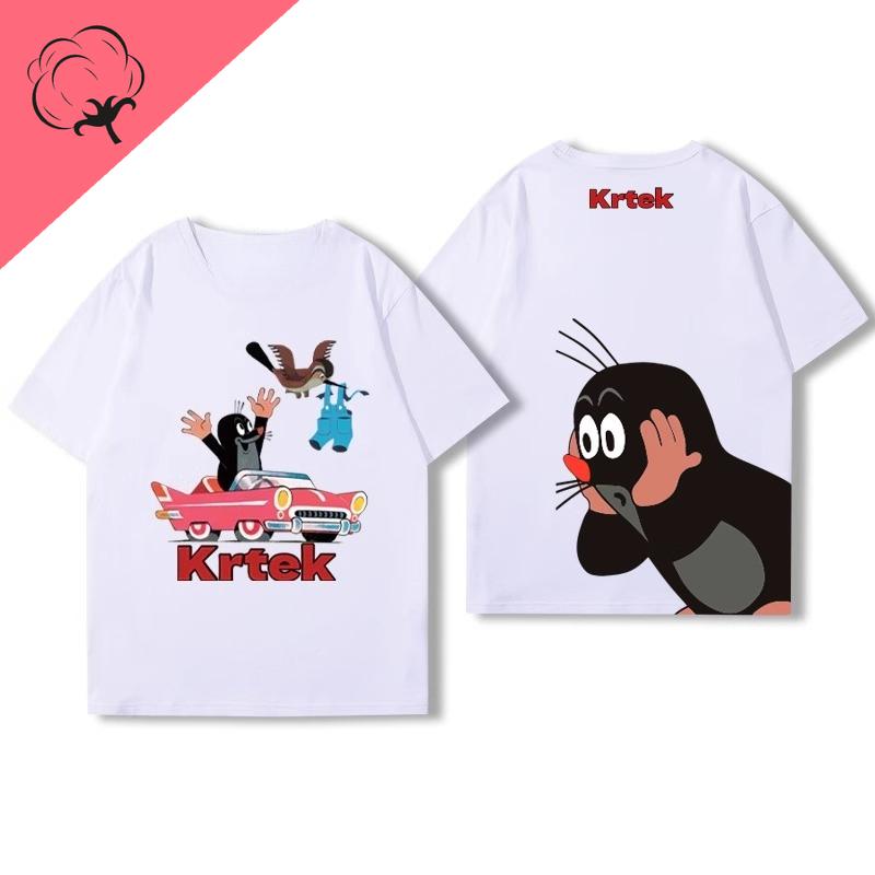 

The Mole Story Krtek Vintage Cartoon Anime Shirt Short Sleev Unisex Women Cotton Round Neck Casual Loose Funny Tshirt Kid Fashion M