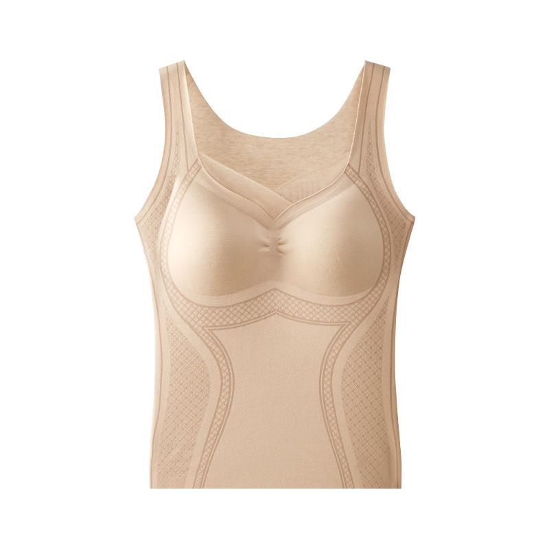 Seamless Cashmere Body Shaping Vest with Built-In Pads - Comfortable, Warm, and Steel Ring-Free for Autumn/Winter