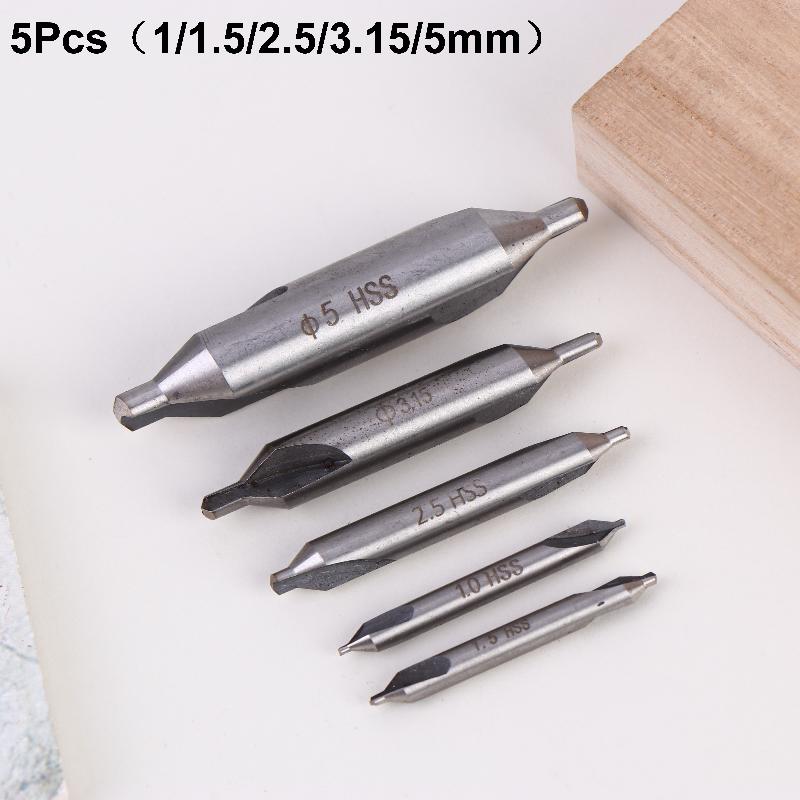1 Set 1/1.5/2/2.5/3/4/5 Center Drill Bits Set,60-Degree Angle Center Drill Bits Kit Countersink Tools For Lathe Metalworking