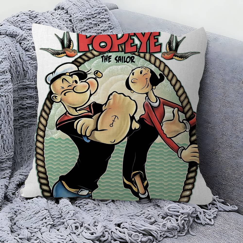 P-PopeyeS The S-Sailor cartoon Pillow Covers Cartoon Sofa Decorative Home Double-sided Printing Short Plush Cute Cushion Cover