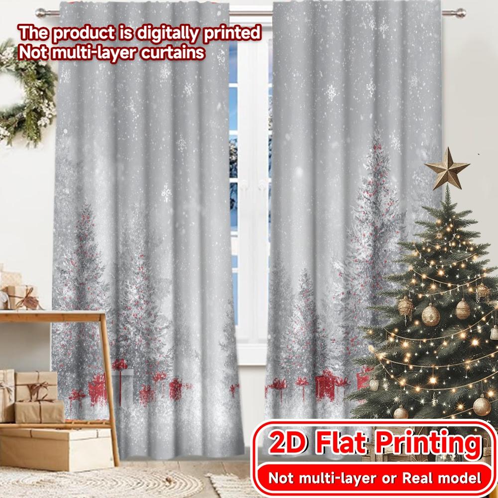 Modern Flat Printing Festive Forest Pattern Curtains Versatile Polyester Fabric Decorations Use Bedroom Set Of 2 Made Decor