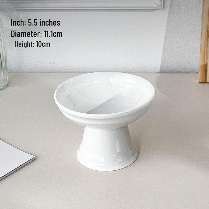 White Ceramic High-Footed Fruit and Dessert Bowl